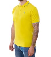 U.S. POLO ASSN. Herren Polo-Shirt Basic-Shirt Baumwoll-Shirt Kurzarm-Shirt 197 63899 52520 115 Gelb/Hellblau
