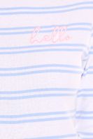 DELMAO women's long-sleeved shirt striped cotton sweatshirt blue/white or beige/white