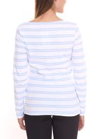 DELMAO women's long-sleeved shirt striped cotton sweatshirt blue/white or beige/white