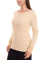 DELMAO women's long-sleeved shirt striped cotton sweatshirt blue/white or beige/white