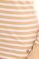 DELMAO women's long-sleeved shirt striped cotton sweatshirt blue/white or beige/white