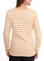 DELMAO women's long-sleeved shirt striped cotton sweatshirt blue/white or beige/white