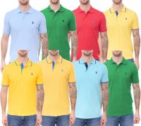 U.S. POLO ASSN. Polo da uomo, in tinta unita o con accenti di colore, camicia basic, camicia in cotone, camicia a maniche corte, giallo, blu, rosso, verde, turchese, azzurro, nero