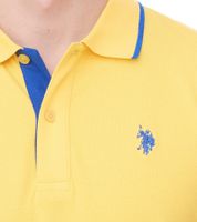 U.S. POLO ASSN. Polo da uomo, in tinta unita o con accenti di colore, camicia basic, camicia in cotone, camicia a maniche corte, giallo, blu, rosso, verde, turchese, azzurro, nero