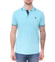 U.S. POLO ASSN. Polo da uomo, in tinta unita o con accenti di colore, camicia basic, camicia in cotone, camicia a maniche corte, giallo, blu, rosso, verde, turchese, azzurro, nero