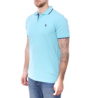 U.S. POLO ASSN. Polo da uomo, in tinta unita o con accenti di colore, camicia basic, camicia in cotone, camicia a maniche corte, giallo, blu, rosso, verde, turchese, azzurro, nero