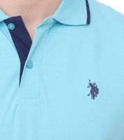 U.S. POLO ASSN. Polo da uomo, in tinta unita o con accenti di colore, camicia basic, camicia in cotone, camicia a maniche corte, giallo, blu, rosso, verde, turchese, azzurro, nero