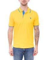U.S. POLO ASSN. Polo da uomo, in tinta unita o con accenti di colore, camicia basic, camicia in cotone, camicia a maniche corte, giallo, blu, rosso, verde, turchese, azzurro, nero