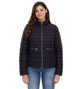 ONLY Madeline women's stylish quilted jacket, transitional jacket with stand-up collar, basic jacket 15242441 black