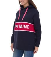 ZWILLINGSHERZ Beate Hoodie women's hooded sweater with all-round HAPPY MIND lettering cotton sweater 31069-1008-2 dark blue