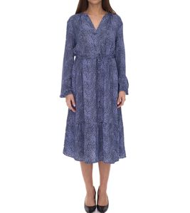 Tamaris women's maxi dress with flounce skirt, woven dress with drawstring 30989605 purple-blue/black