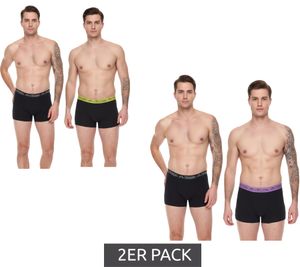 Paquete de 2 calzoncillos tipo bóxer para hombre Kappa con letras de la marca y logo 351K1JW negro/lima o negro/morado