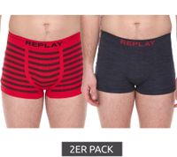 Confezione da 2 REPLAY Boxer retrò da uomo intimo stretto I101113 N093 Grigio/Rosso