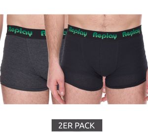 Pack of 2 REPLAY men's retro boxer shorts cotton underwear I101189 N195 black/grey