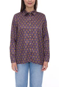 Aniston CASUAL women's summer blouse long-sleeved blouse in retro design satin 91937160 purple/green