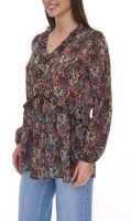 Aniston women's summer blouse with ruffle details, long-sleeved shirt with all-over print, work blouse 88608001 brown/green/black