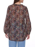 Aniston women's summer blouse with ruffle details, long-sleeved shirt with all-over print, work blouse 88608001 brown/green/black