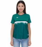 Outfitter OCEAN FABRICS TAHI Camiseta de entrenamiento sostenible para mujer con inserciones de malla Camiseta fitness Camiseta de manga corta OUT-W-1021-OTW-23 verde