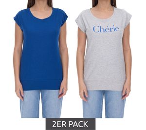 2-pack AjC women's T-shirt everyday shirt short-sleeved summer shirt 17977826 gray/dark blue