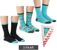 3 paires de chaussettes en coton TASTIQ avec bas longs imprimé pizza dans un élégant coffret cadeau pizza chaussettes fraîches Tas/1/CSX3/PIZ Bleu/Noir/Jaune
