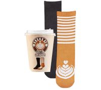 2 pairs of TASTIQ cotton socks with latte macchiato print. Christmas gift for coffee lovers. Long socks in a stylish coffee mug gift box. TAS/1/CSX2/LAT Brown/Black