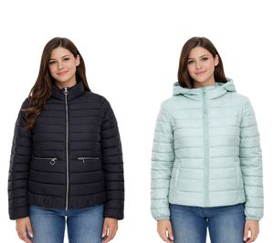 ONLY women's quilted jacket, transitional jacket with stand-up collar or hood, basic jacket, black or light blue