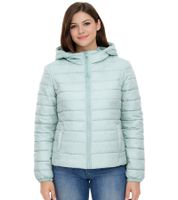 ONLY women's quilted jacket, transitional jacket with stand-up collar or hood, basic jacket, black or light blue