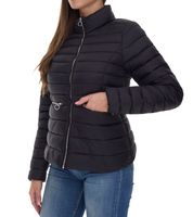 ONLY women's quilted jacket, transitional jacket with stand-up collar or hood, basic jacket, black or light blue