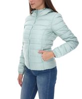 ONLY women's quilted jacket, transitional jacket with stand-up collar or hood, basic jacket, black or light blue
