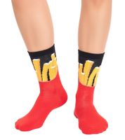 2 pairs of TASTIQ cotton socks with print, long socks in a gift box TAS/1/CSX2 with french fries print or with latte macchiato print