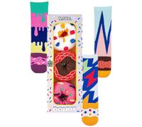 3 pairs of TASTIQ cotton socks with print, long socks in a stylish gift box Tas/1/CSX3 with pizza or donut print