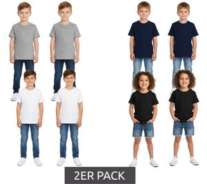 Lot de 2 t-shirts de sport pour enfants PUMA Base pour garçons et filles T-shirt en coton durable avec logo 678577 gris, bleu foncé ou 678260 blanc, noir
