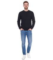 Denim Project Herren Strick-Pullover mit dezenter Musterung Baumwoll-Pullover Winter-Pullover Langarm-Shirt DP-10023-073 Weiß oder Schwarz