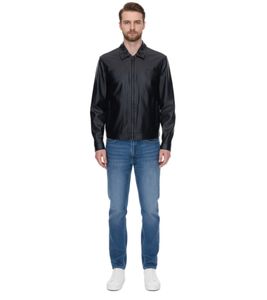 GUESS men's faux leather jacket, rock biker jacket with lapel collar, outdoor jacket M3YL20WF410 JTMU black