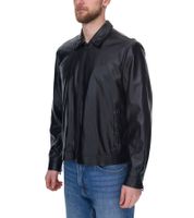 GUESS men's faux leather jacket, rock biker jacket with lapel collar, outdoor jacket M3YL20WF410 JTMU black