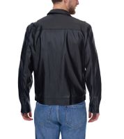 GUESS men's faux leather jacket, rock biker jacket with lapel collar, outdoor jacket M3YL20WF410 JTMU black