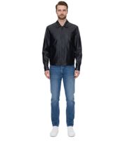 GUESS men's faux leather jacket, rock biker jacket with lapel collar, outdoor jacket M3YL20WF410 JTMU black