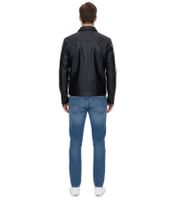 GUESS men's faux leather jacket, rock biker jacket with lapel collar, outdoor jacket M3YL20WF410 JTMU black