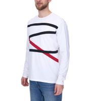 vsct suéter de algodón de manga larga para hombre con detalles de colores, suéter de cuello redondo, camisa de manga larga D5643061L blanco