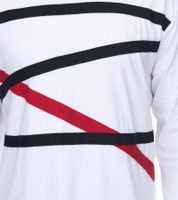 vsct suéter de algodón de manga larga para hombre con detalles de colores, suéter de cuello redondo, camisa de manga larga D5643061L blanco