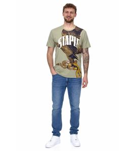 STAPLE Sage t-shirt homme chemise en coton à la mode avec grand imprimé serpent et aigle 2209C6995 vert olive
