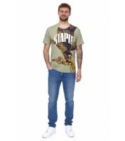STAPLE T-shirt da uomo Sage camicia alla moda in cotone con grande stampa serpente e aquila 2209C6995 verde oliva