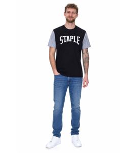 T-shirt pour hommes STAPLE, chemise en coton à la mode avec grand lettrage de la marque sur le devant 2208C7058 noir
