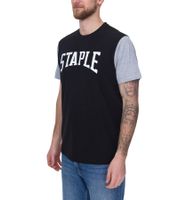 T-shirt da uomo STAPLE, camicia in cotone alla moda con grande scritta del marchio sul davanti 2208C7058 nera