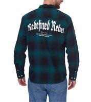 REDEFINED REBEL men's long-sleeved shirt, fashionable business shirt, cotton shirt in a check pattern, dark blue/black