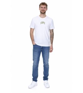 STAPLE Montrose Chemise en coton pour hommes avec grand dos d'oiseau imprimé T-shirt col rond 2209C6996 Blanc