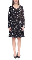 Tamaris women's mini dress with long sleeves, woven dress with floral all-over print 38428365 black