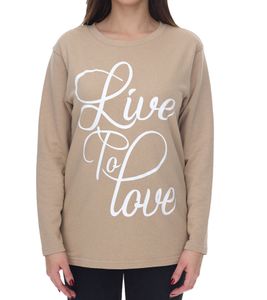 BOYSEN`S Sweater Women's Sweater Live to Love Lettering Cotton Sweater 35082539 Beige