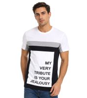 vsct My Tribute 1/2 T-shirt da uomo in cotone con camicia girocollo con stampa dichiarazione SS5641619 Bianco
