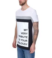 vsct My Tribute 1/2 Camiseta de algodón para hombre con estampado llamativo y cuello redondo SS5641619 Blanco